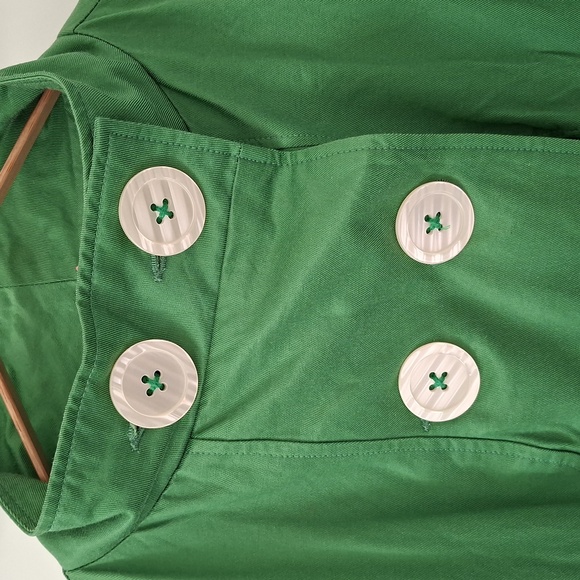 Nick & Mo Green Babydoll Funnel Neck Trench Coat w/ Floral Lining (Size S) - Picture 5 of 10